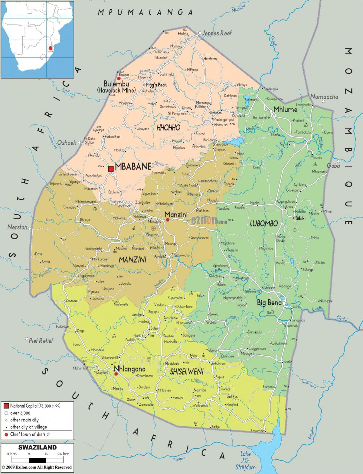 Mappa di manzini (Swaziland