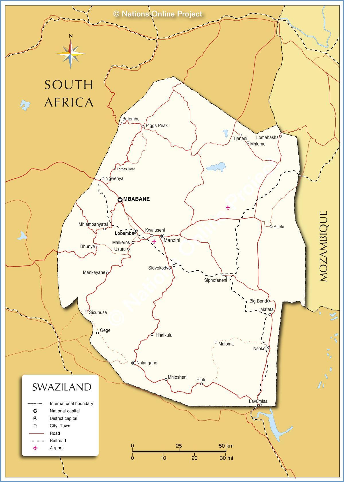 Mappa della città Swaziland