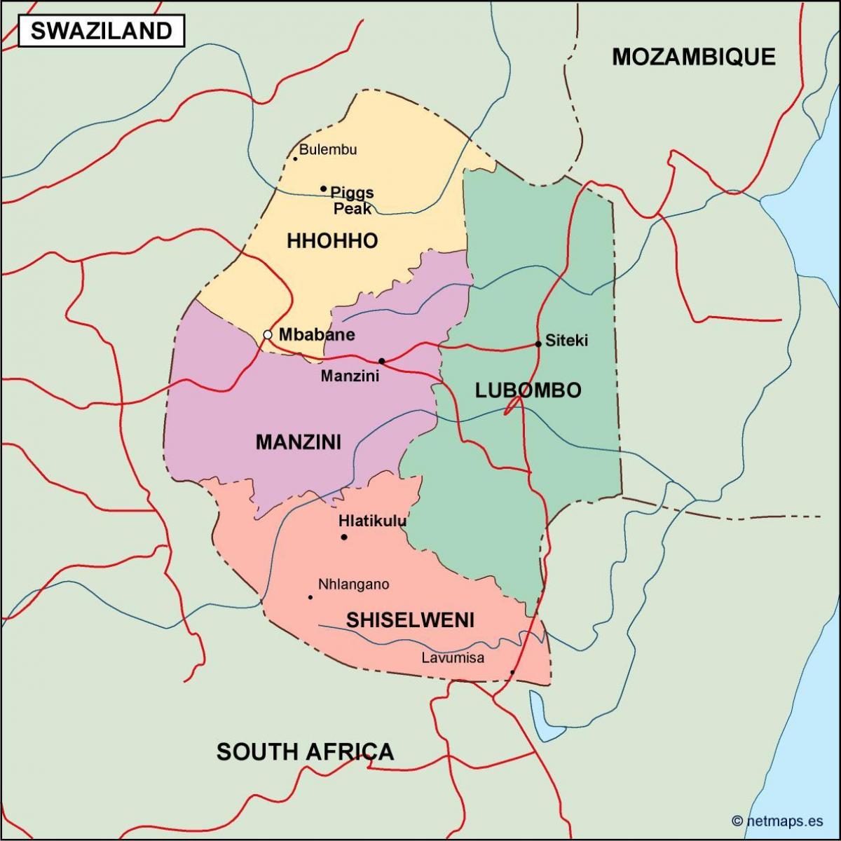 Mappa di Swaziland
