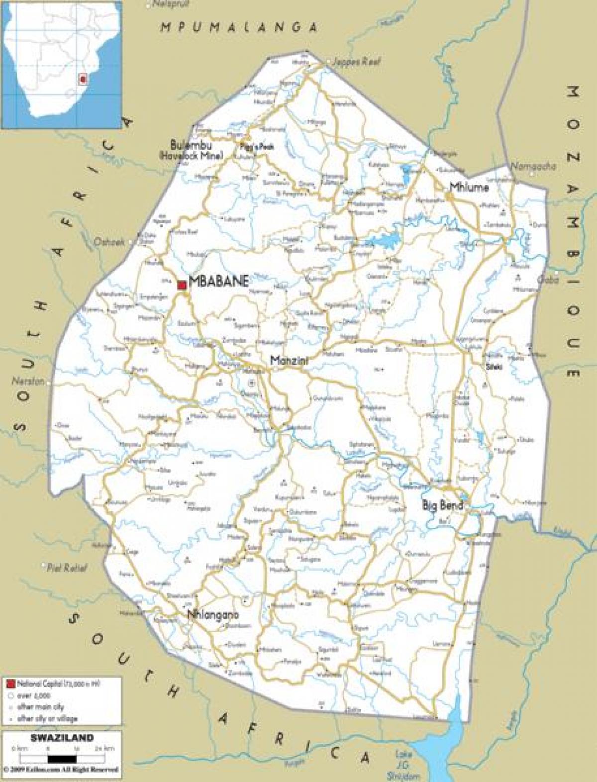 Mappa di mbabane, Swaziland
