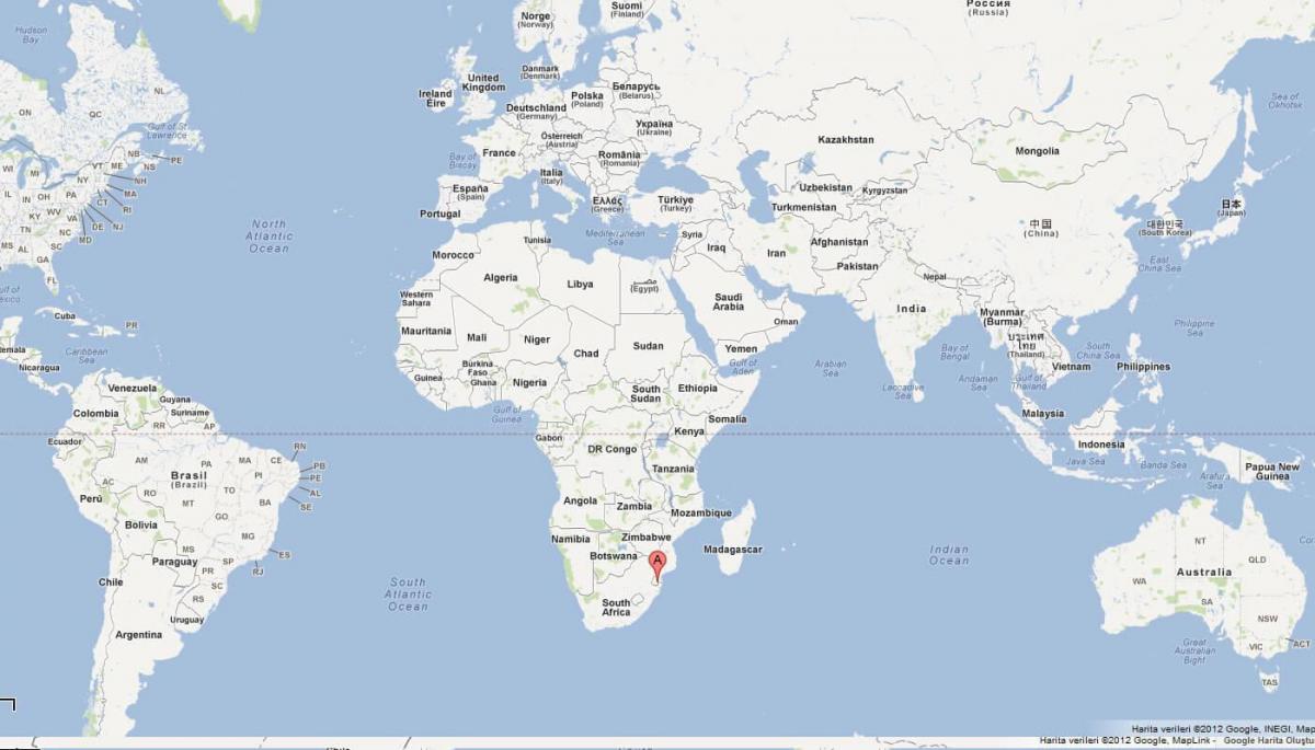 Mappa di Swaziland sul mondo