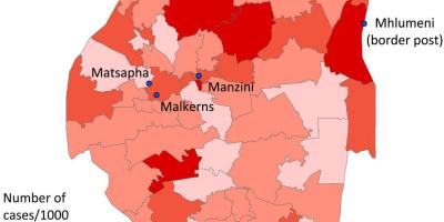 Mappa di Swaziland malaria